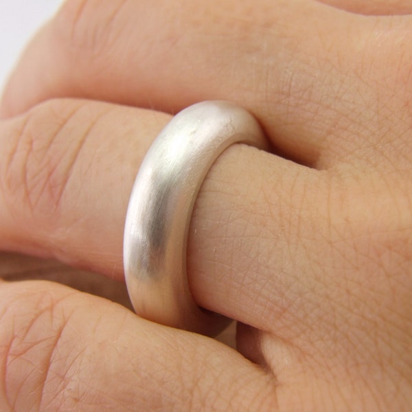 Extra  Thick  ,Rounded Fine Silver Band, Pure Silver Ring , Rustic ,Thick , Handmade Fine Silver