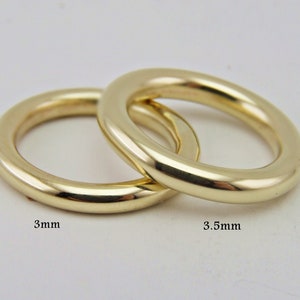 3mm ,3.5mm Full Rounded Handmade Solid 14K yellow Gold Band, Solid gold Wedding Band ,Round Rings, Extra Thick Gold Bands