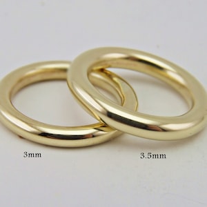 3mm ,3.5mm Full Rounded Handmade Solid 14K yellow Gold Band, Solid gold Wedding Band ,Round Rings, Extra Thick Gold Bands