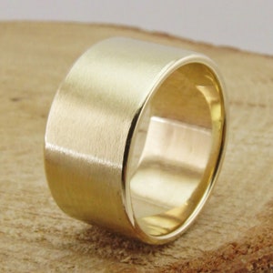 10mm,10K Solid Yellow Gold ,1.2mm Thick,Solid Gold Brushed-Matte Flat Wedding Band, 10K Solid Gold Wedding Band Real  Gold and Handmade