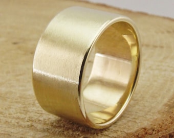 10K Solid Yellow Gold Wedding Band: Handmade Brushed Matte Ring
