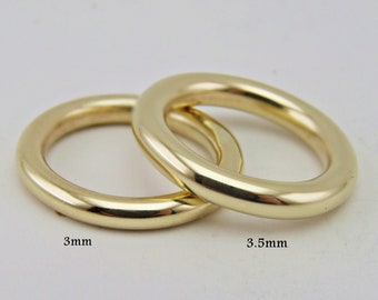 Handmade 14K Yellow Gold Wedding Band: Solid Rounded Ring (3mm, 3.5mm)