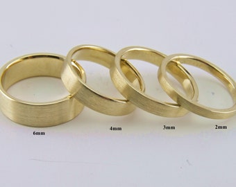 4mm,14K Solid Gold  Yellow Gold ,1.3mm Thick,Solid Gold Brushed-Matte Flat Wedding Band, 14K Solid Gold Wedding Band Real  Gold ,Handmade