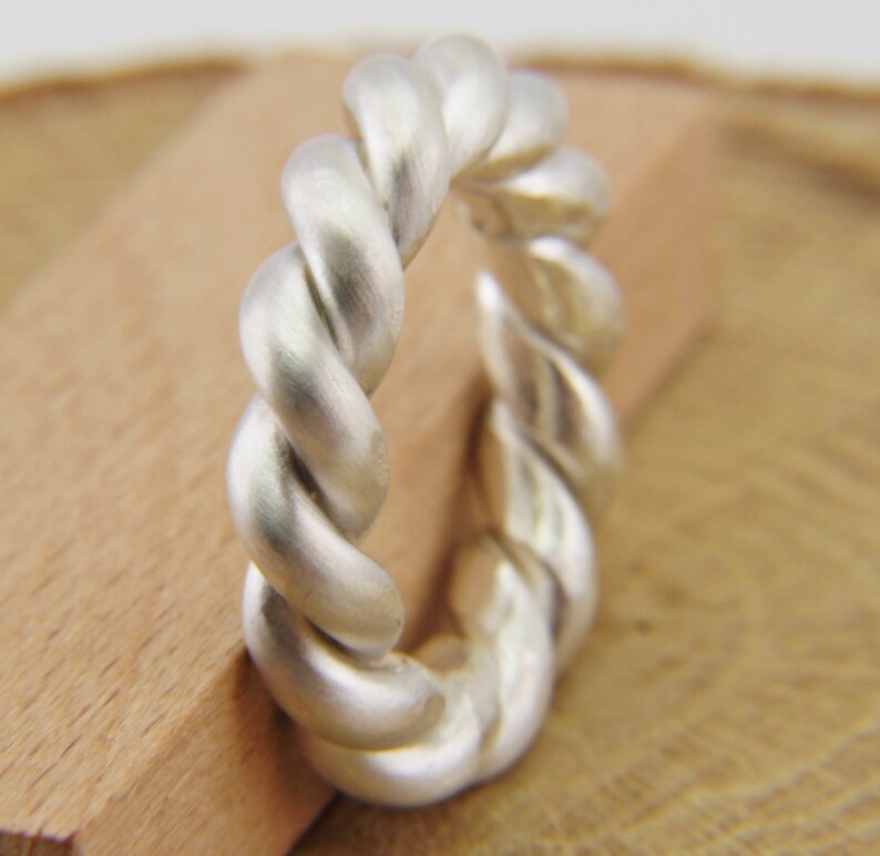 Extra Thick rounded Twist Fine Silver Band Pure Silver Ring Etsy