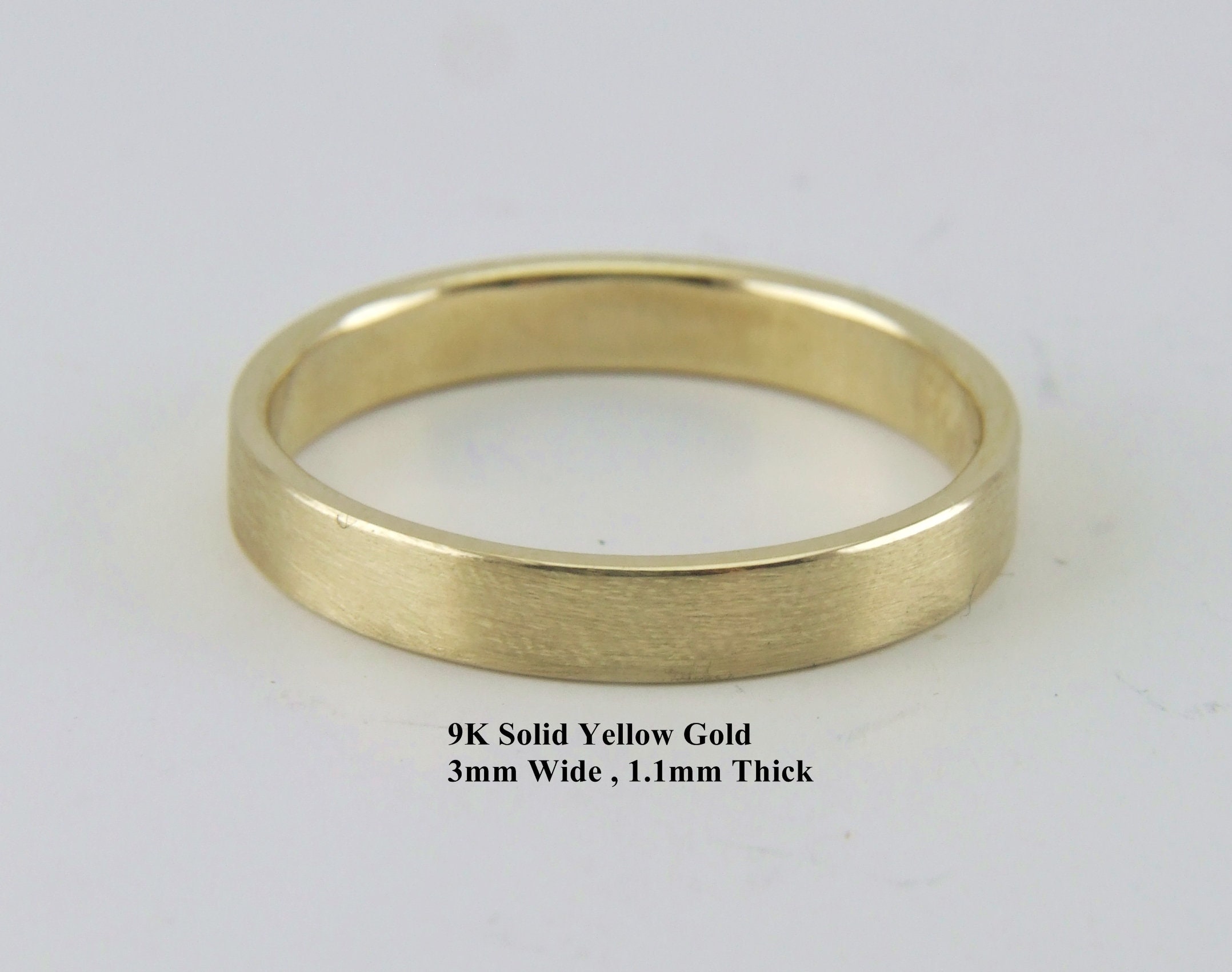 3mm9K Solid Gold Yellow Gold 1.1mm ThickSolid Gold Etsy