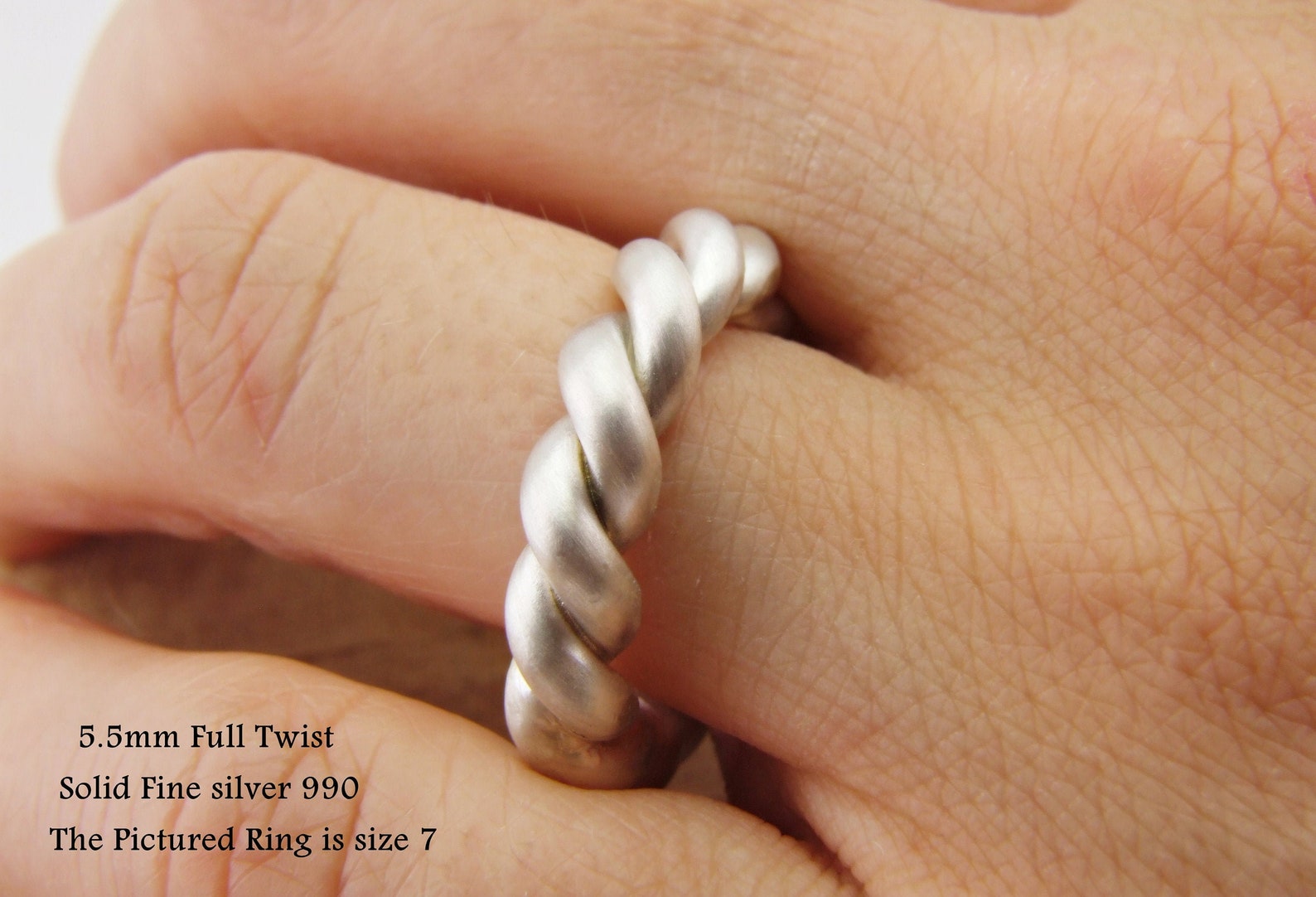 Extra Thick rounded Twist Fine Silver Band Pure Silver Ring Etsy