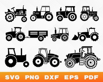 Trekker Svg, landbouwtractor Clipart, trekker silhouet, boerderij leven Svg, trekker Svg bundel, trekker Cricut gesneden bestand