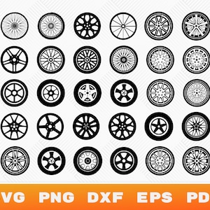 Wheel SVG, Tire Svg, Car Wheel Png, Tires Clipart, Alloy Wheels Cut files, Car Wheel Silhouette, Svg Files for Cricut