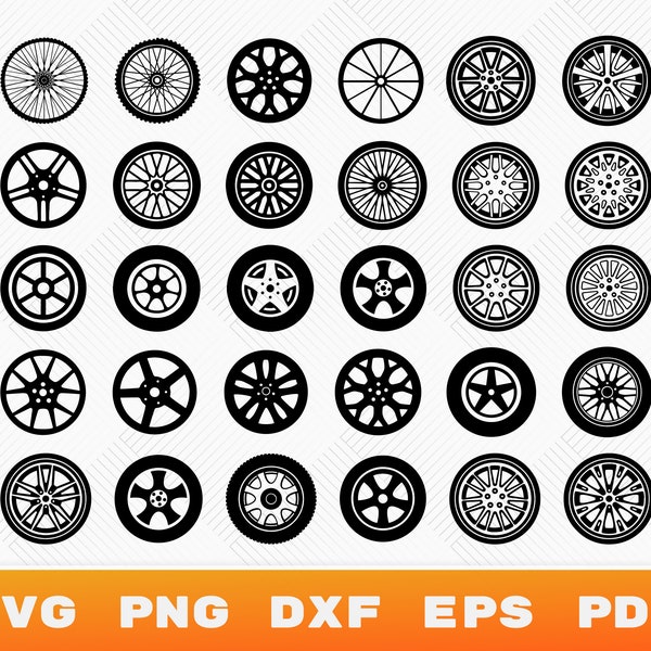 Wheel SVG, Tire Svg, Car Wheel Png, Tires Clipart, Wheel Silhouette Design