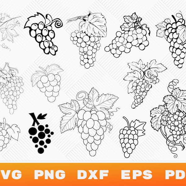 Vine Svg, Grape Leaves SVG, Grape Clipart, Grape Silhouette, Fruit Svg, Vine Clipart, Svg für Cricut