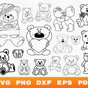 Teddy Bear SVG, Teddy bear Svg baby shower, Teddy bear Silhouette, Cute Bear SVG, Cartoon Bear Svg, Bear Clipart, Toy Bear Svg, Bear outline