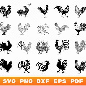 Haan Svg, rustieke haan Clipart, kip Svg, haan monogram, kip Svg, silhouet van de haan, bloemen haan Svg, Cricut Cut-bestand