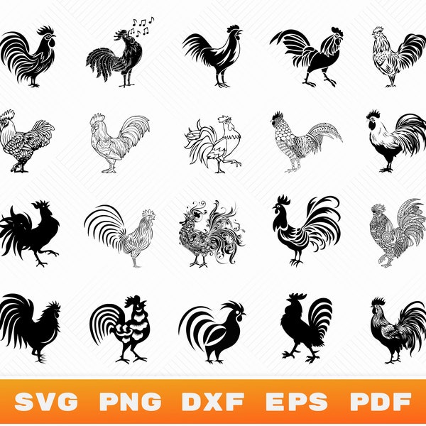 Farmhouse Rooster SVG Bundle - Rustic Chicken Clipart, Country Kitchen Decor, Digital Download, Cricut & Silhouette Compatible