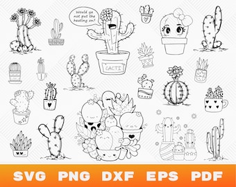Cactus SVG, Cactus Clipart, Cactus Vector, Cacti Svg, Succulent Svg, Plant SVG, Cactus Silhouette, Cactus Design, Cactus Cut Files