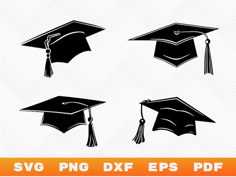 L'obtention du diplôme Cap SVG, Svg de la promotion 2026, des cliparts de l'obtention du diplôme, des cliparts casquette de diplômé, chapeau de diplômé SVG, Svg de l'obtention du diplôme, SVG senior, casquette Silhouette image 1