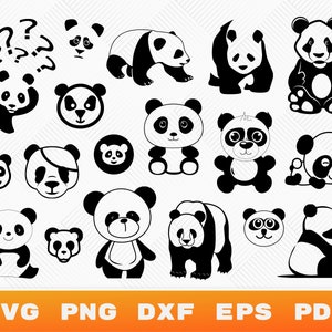 Panda SVG, Cute Panda Svg, Panda Bear Svg, Panda Face Svg, Panda Png, Panda Clipart, Panda Silhouette, Panda Vector, Digital Download