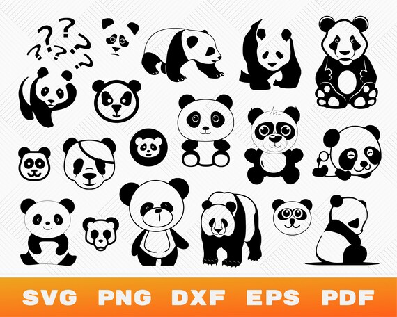 Cute Panda SVG, Panda Clipart, Panda Face Design, Digital Download.