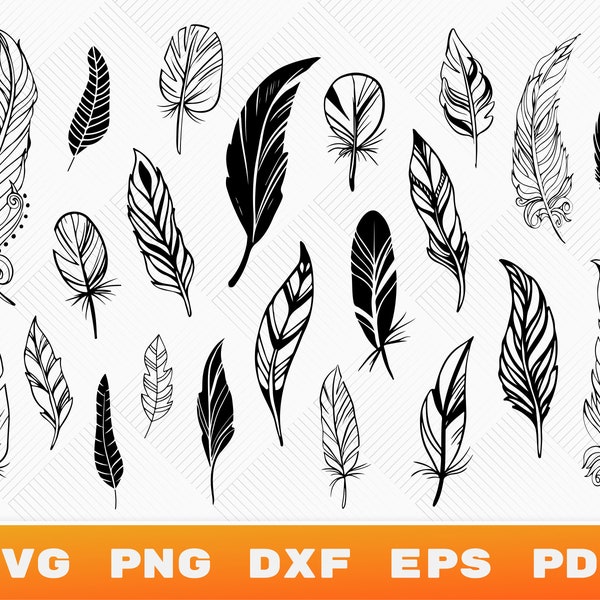 Feathers SVG, Boho Feathers Svg, Boho Svg, Feather Clipart, Feather Silhouette, Feather Cut files