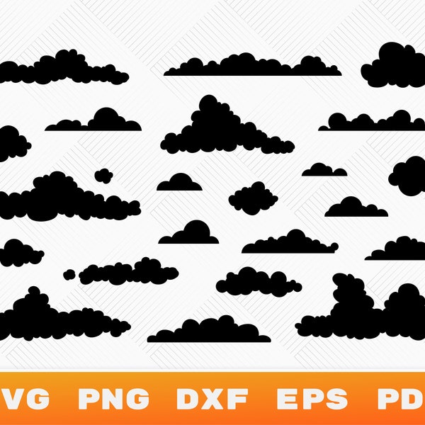 Cloud SVG, Cloud Silhouette, Sky Svg, Rain Cloud Png, Cloud clipart, Weather Svg Cut files