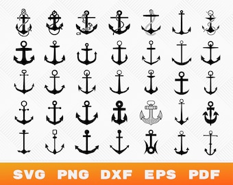 Anchor SVG Bundle Monogram Anchor SVG Split Anchor Clipart Boat Anchor SVG Nautical Rope Anchor Cut Files For Cricut Silhouette