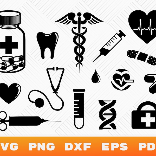 Medical Tools SVG Bundle, Nurse Life, Nursing Clipart, Stethoscope SVG, Doctor Syringe, Hospital Cut Files, Medical Equipment