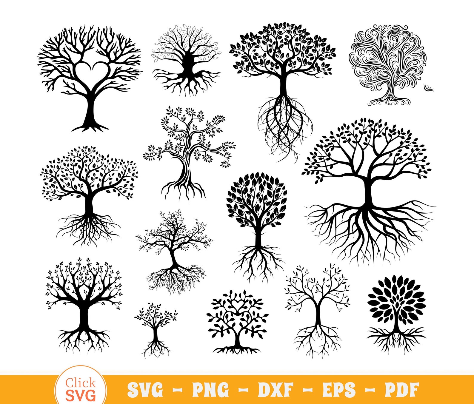 Tree With Roots SVG, Roots Dxf, Tree of Life Svg, Tree Roots Cut Files ...