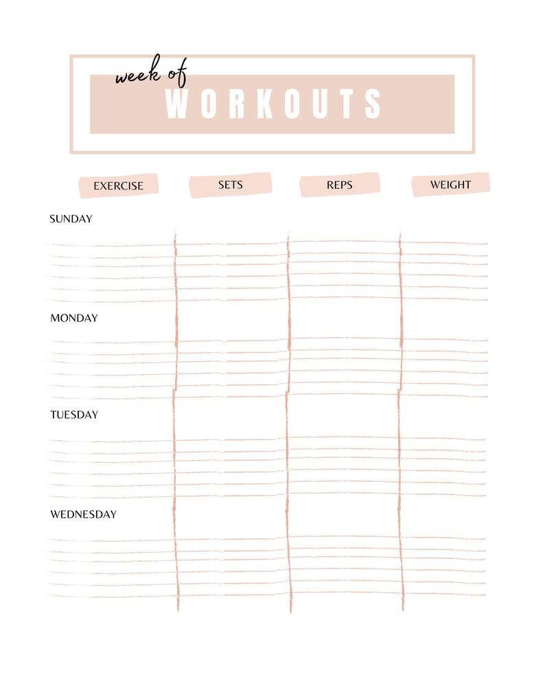 Fitness Planner / My Fitness Journey Planner / Workout Planner Etsy