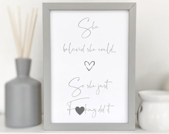 Credeva di poter, sweary citazione stampa, regalo per lei, divertente regalo amico, citazione rude, swear Word Print, Congratulazioni Stampa