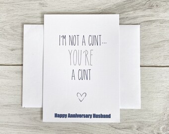 Buona carta dell'anniversario, carta anniversario per il marito, anniversario giorno, carta anniversario rude