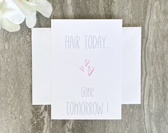 Tarjeta de apoyo contra el cáncer, humor, tarjeta de empatía, luchador contra el cáncer, tarjeta de cáncer divertido, tarjeta de aliento, tarjeta de pensamiento de usted (SKU HAIR TODAY Pink)