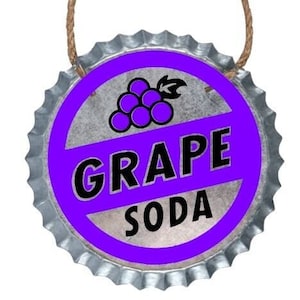 GRAPE SODA--Galvanized Metal Bottle Cap Wall Decor