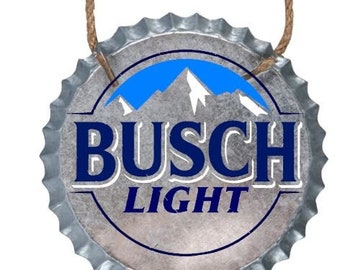 Busch Light / Beer / Vodka/ Alcohol/ Galvanized Metal Bottle Cap Wall Decor