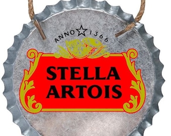 Stella Artois / Beer / Vodka/ Alcohol/ Galvanized Metal Bottle Cap Wall Decor