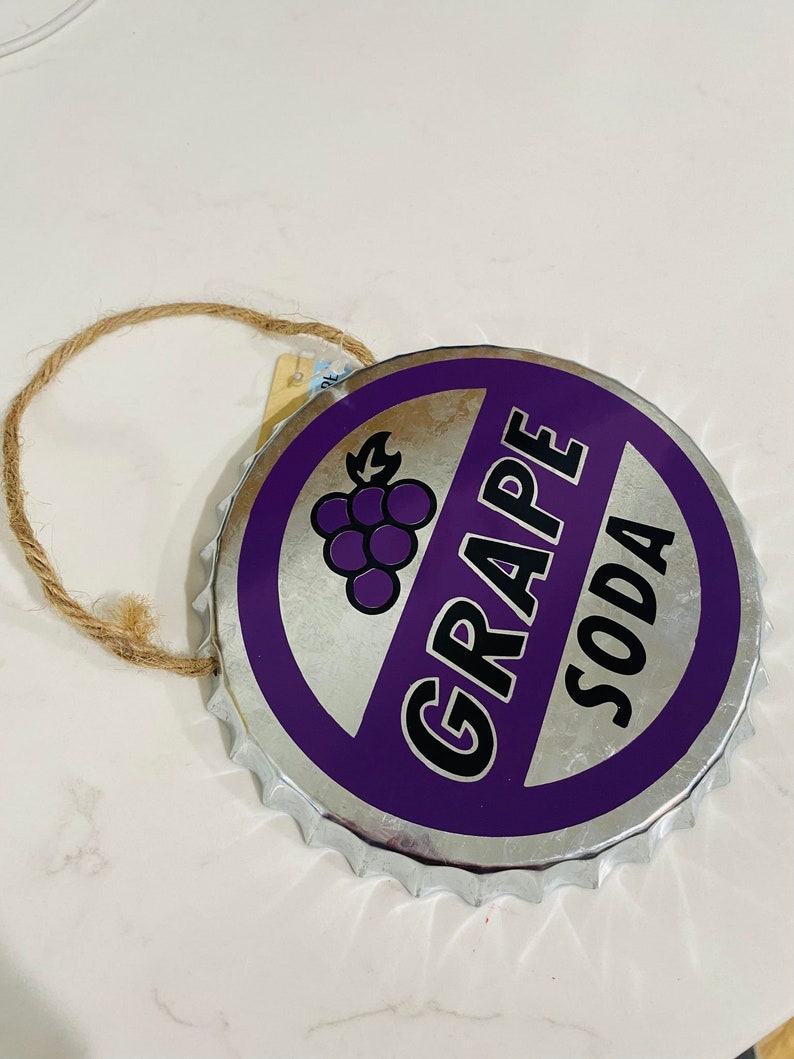 GRAPE Sodagalvanized Metal Bottle Cap Wall Decor Etsy