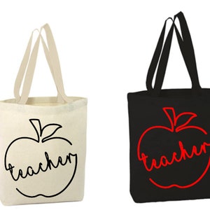 Cursive Teacher w/apple Tote-Bag