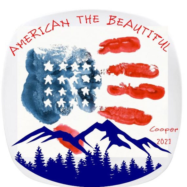 America the Beautiful Plate/4th of july/labor day/memorial day/kids craft/keepsake/veteran's day/personalized