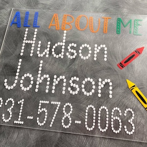 NAME Personalized/crayon/dry erase / Acrylic Tracing Board / Learn to Write Name Board--CUSTOMIZE IT!