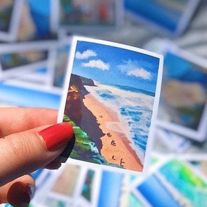 Pegatina - Calcomanía de la naturaleza, Calcomanía de camping, Decoración de la casa del lago, Verano al aire libre, Regalo de atención plena, Dibujo de la foto, Pintura de la foto