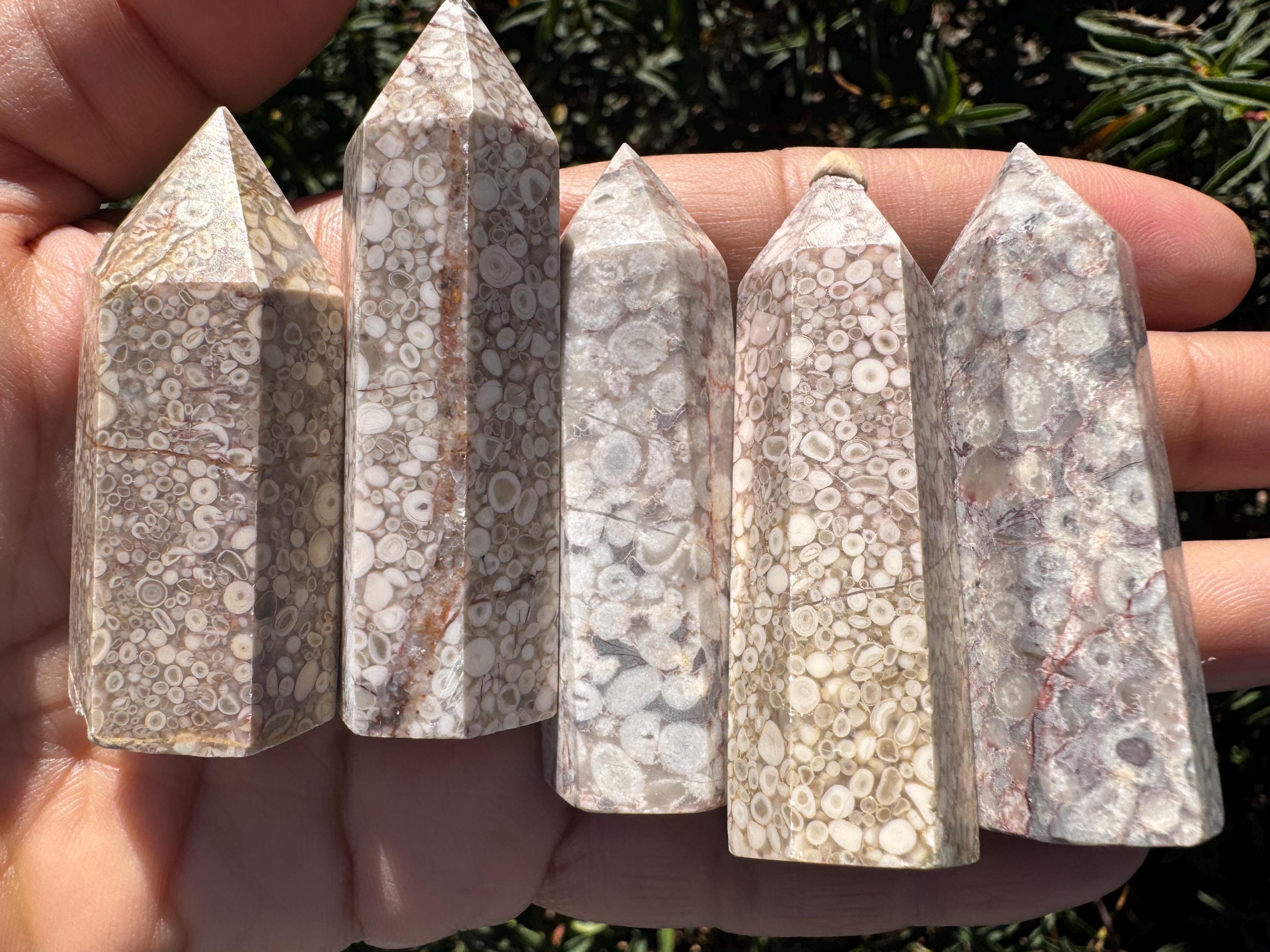 Fossilized Coral Jasper Tower • Coral Jasper • Coral Jade • Fossil