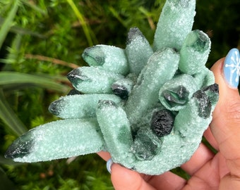 Green Phantom Quartz Crystal Cluster • Green Quartz • Phantom Quartz • Phantom Crystal • Green Crystal • Crystal Cluster •