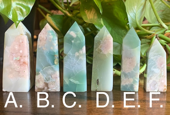 Green flower agate タワーセット C Small Green Flower Agate Tower - Shop online – RockMama.com