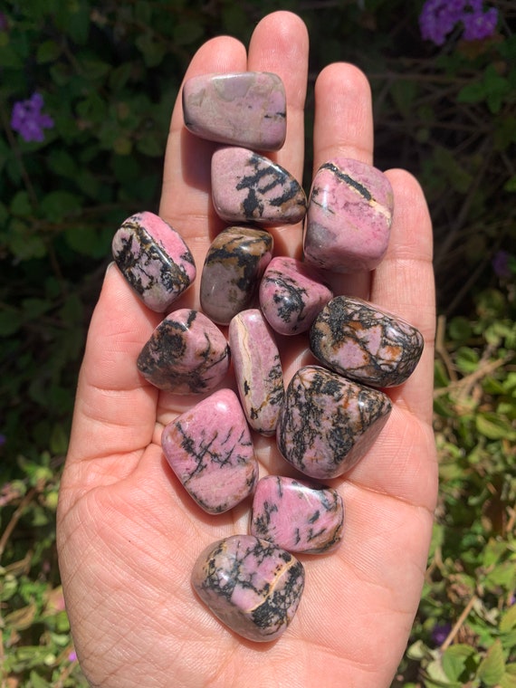 Rhodonite Rhodonite Stones Small Crystals Rhodonite Pocket Stones Pink  Rhodonite Small Crystals 