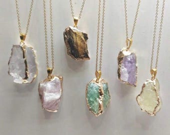 Raw Crystal Pendant Necklaces