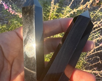 Golden Sheen Obsidian • Gold Sheen Obsidian Towers • Obsidian • Gold Sheen Obsidian Points • Sacral Crystals • Golden Obsidian Towers