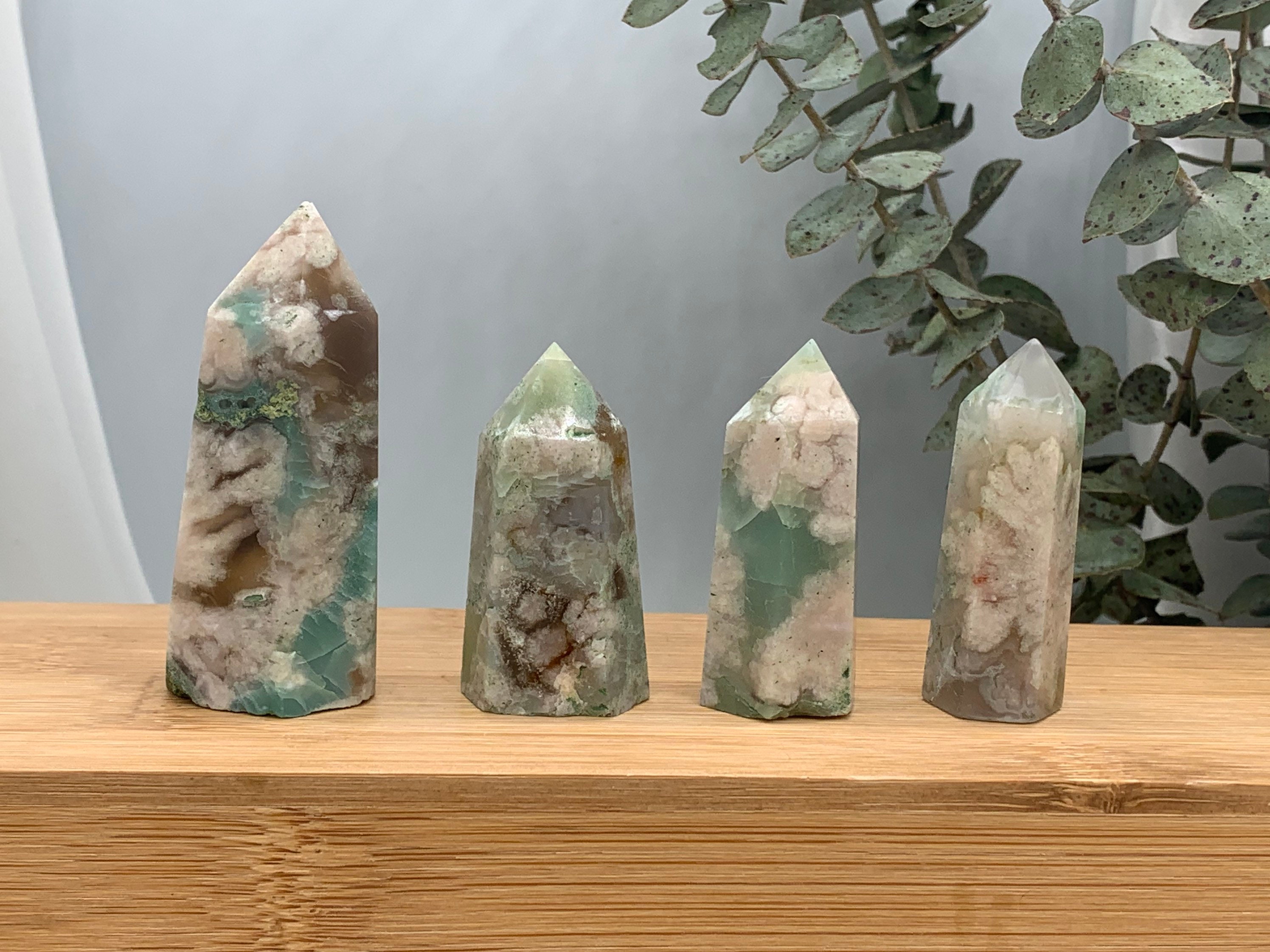 Green Flower Agate Towers Green Flower Agate with Green Etsy