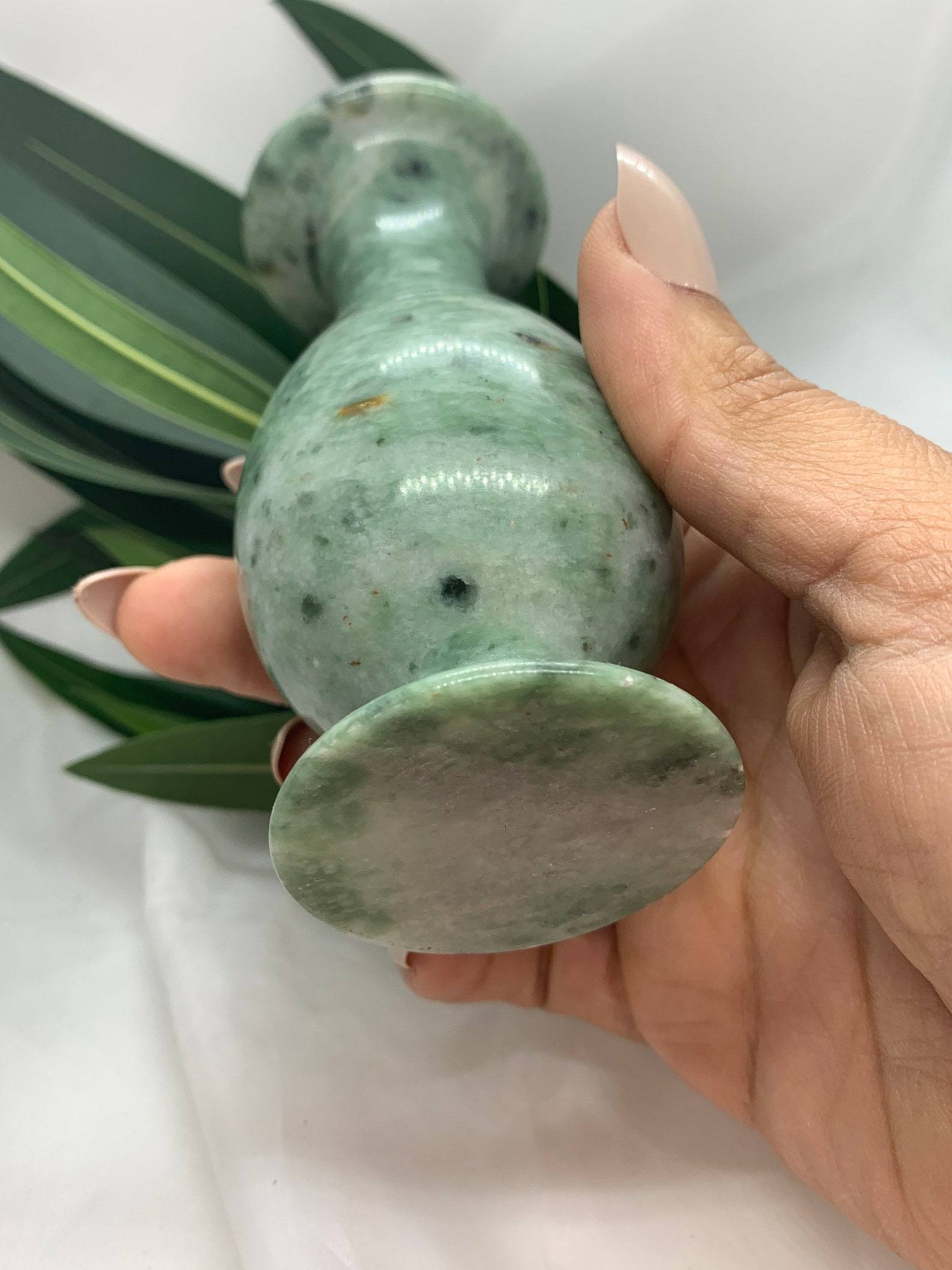 Hand Carved Green Marbled Jasper Vase Etsy