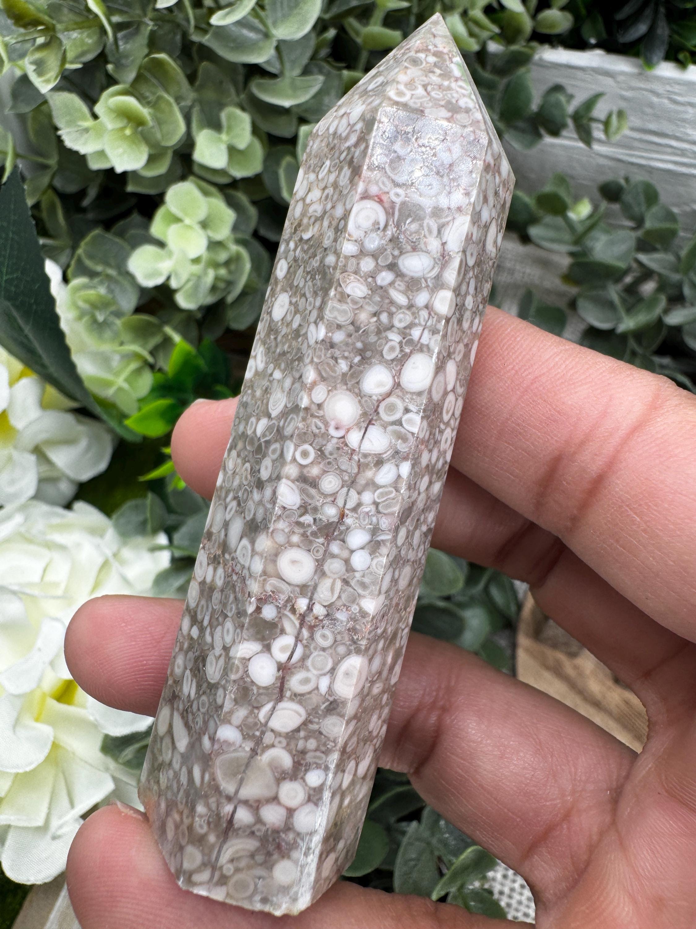 Fossilized Coral Jasper Tower • Coral Jasper • Coral Jade • Fossil