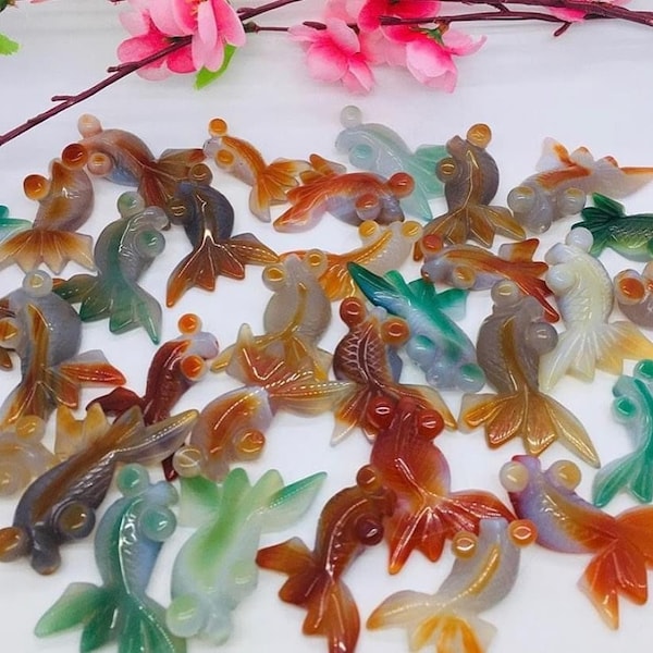 Agate Goldfish • Carved Koi Fish • Carved Agate • Agate Koi Fish • Crystal Carvings • Agate Crystal Fish • Agate Fish