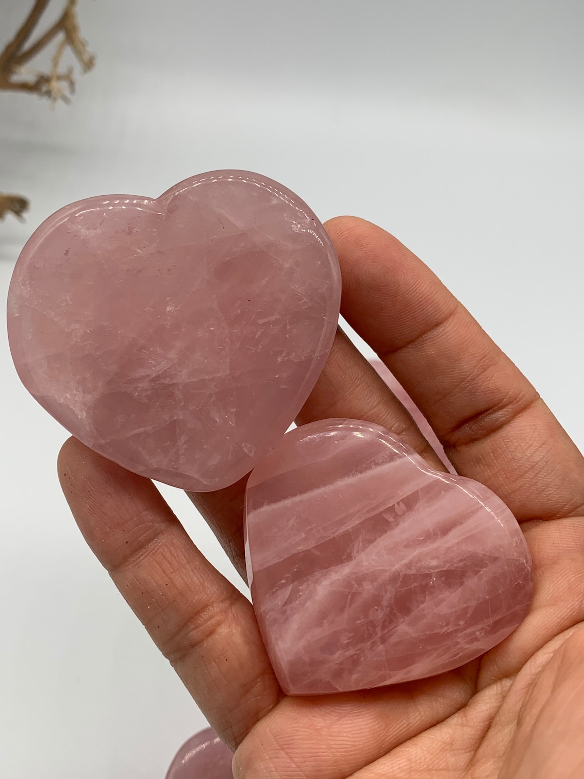 Thick ROSE QUARTZ HEARTS Heart Shaped Crystals Heart Etsy