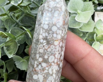 Fossilized Coral Jasper Tower • Coral Jade Towers – Ancient Ocean Energy in Stone